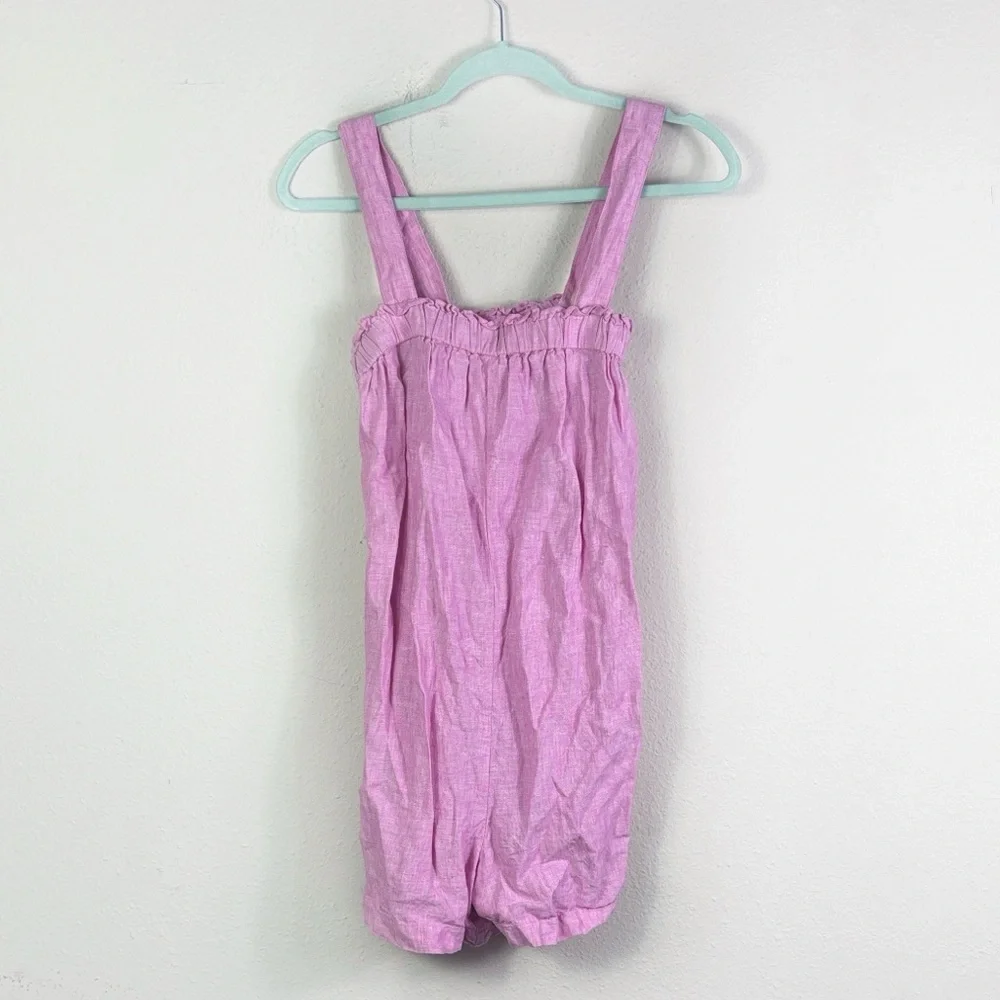 J. Crew Relaxed 100% linen romper in pink size XS